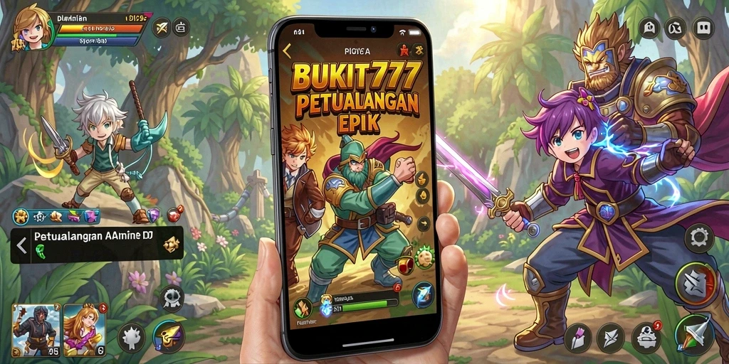 Tampilan gameplay seru dari BUKIT777 dengan karakter anime.