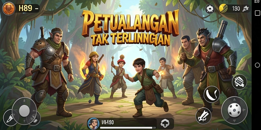 Screenshot H89 menunjukkan pemain menjelajahi dunia petualangan yang menawan.
