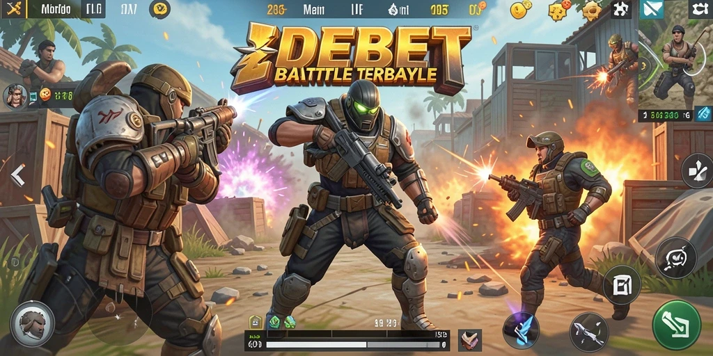 Screenshot IDEBET menampilkan aksi seru di medan perang Battle Royale.