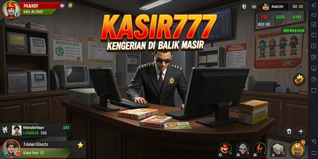 Screenshot gameplay KASIR777 menampilkan suasana mencekam di toko kasir.
