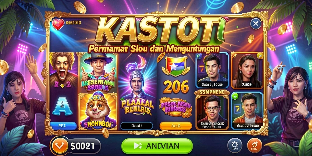 Screenshot utama KASTOTO menampilkan antarmuka permainan slot yang menarik.