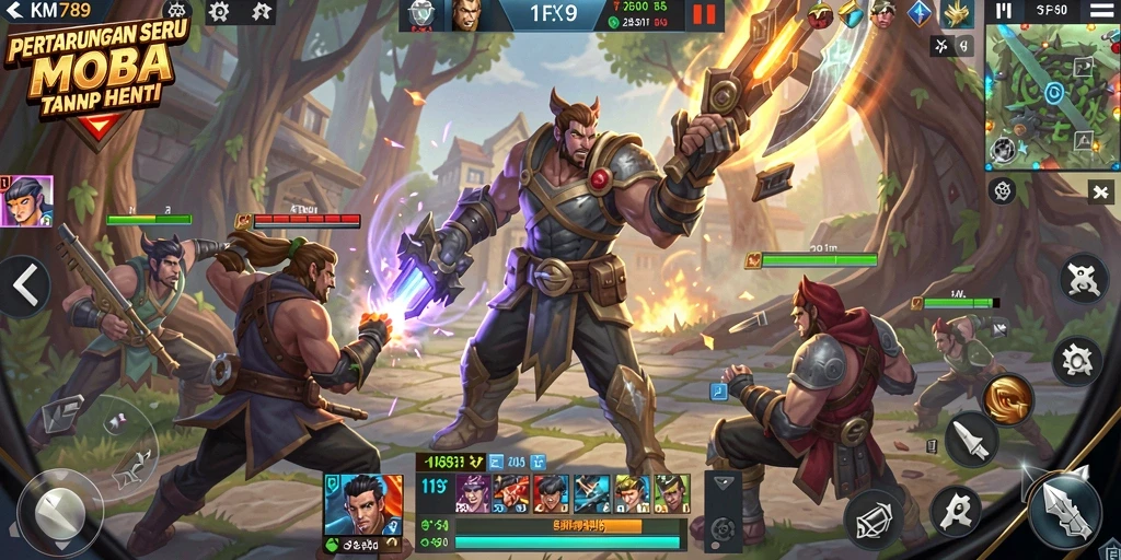 Gameplay menarik dari KM789 dengan pertarungan tim yang seru.