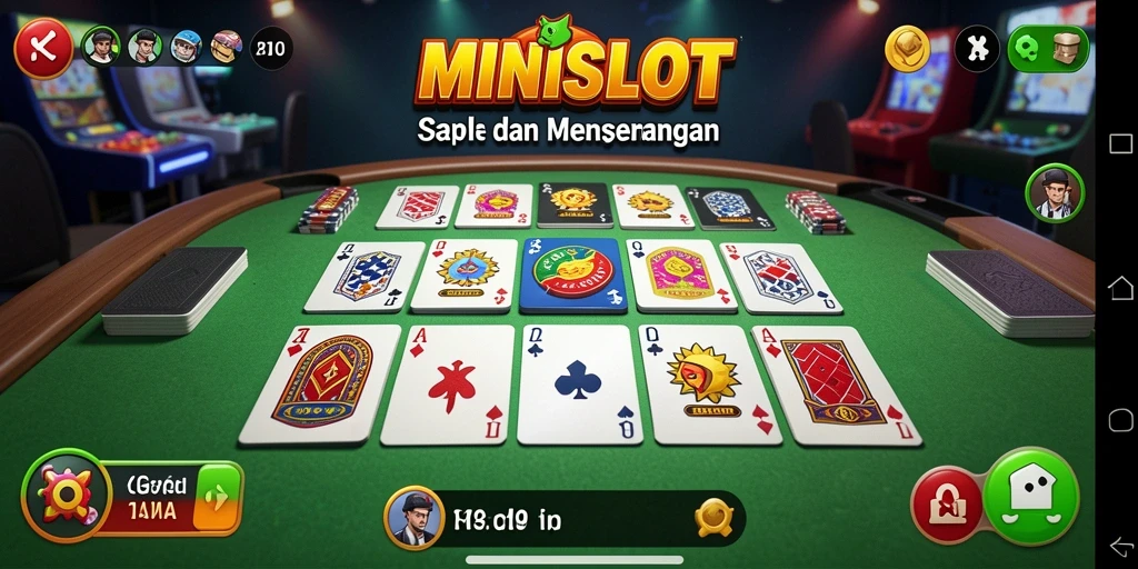 Screenshot MINISLOT menampilkan antarmuka permainan Gaple yang menarik dan interaktif.