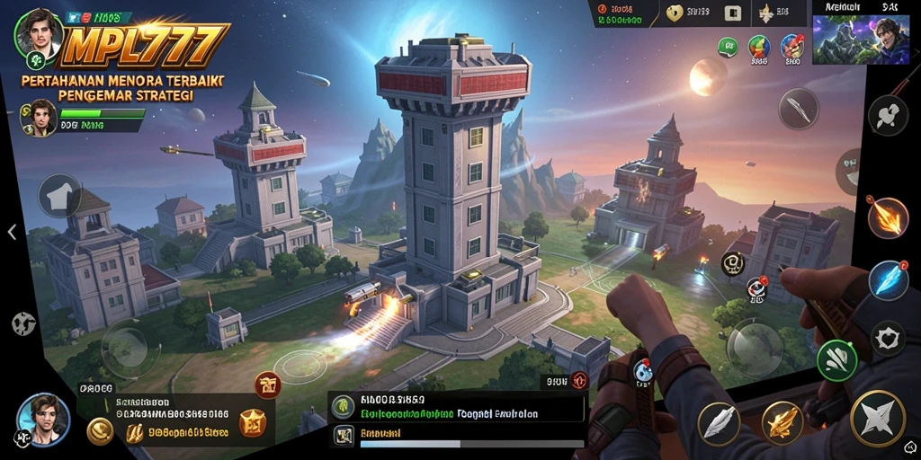 Screenshot gameplay MPL777 yang menunjukkan strategi pertahanan menara.