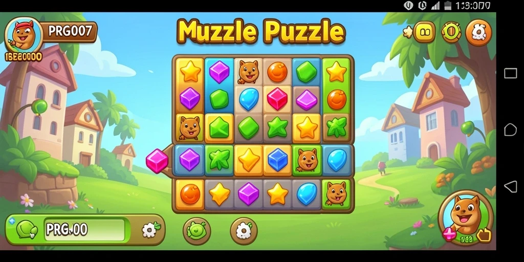 Screenshot PRG007 menampilkan gameplay seru Match-3 yang menarik.