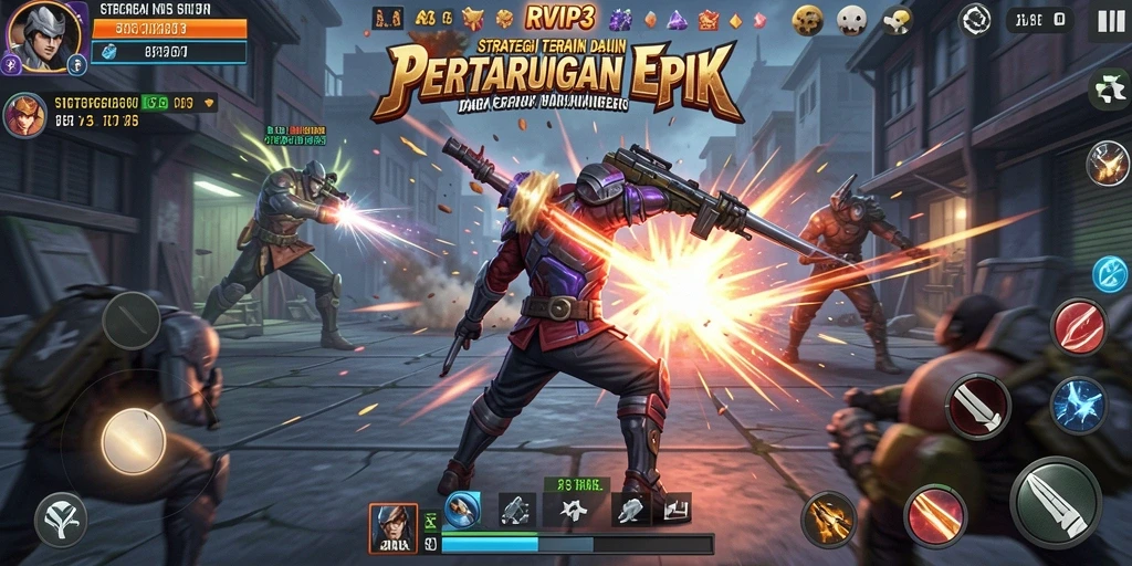 Tampilan utama gameplay RVIP3 dengan pertarungan strategis yang seru.