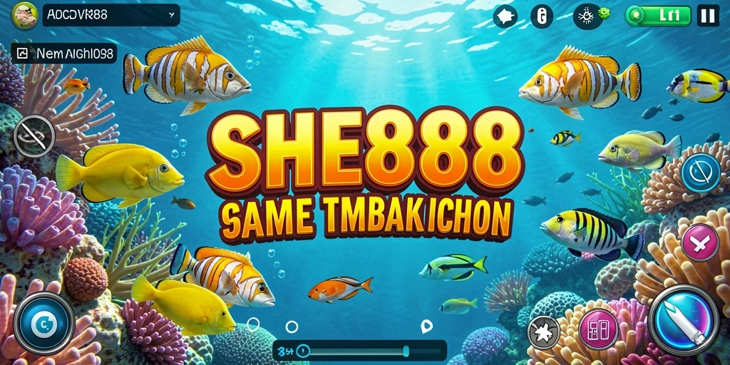 Tampilan gameplay SHE888 dengan aksi tembak ikan yang seru.