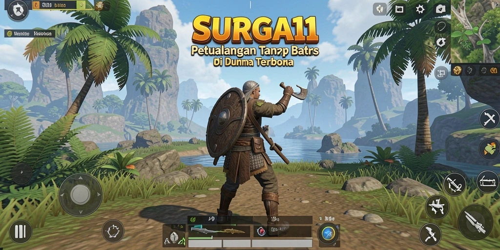 Tampilan gameplay SURGA11 yang menakjubkan dalam dunia terbuka yang luas.
