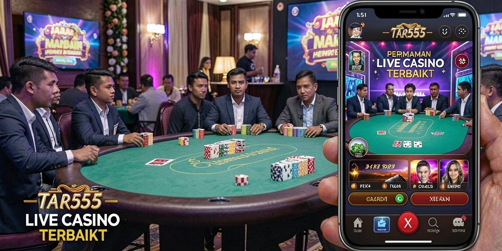 Screenshot gameplay TAR555 yang menampilkan suasana Live Casino yang mendebarkan.
