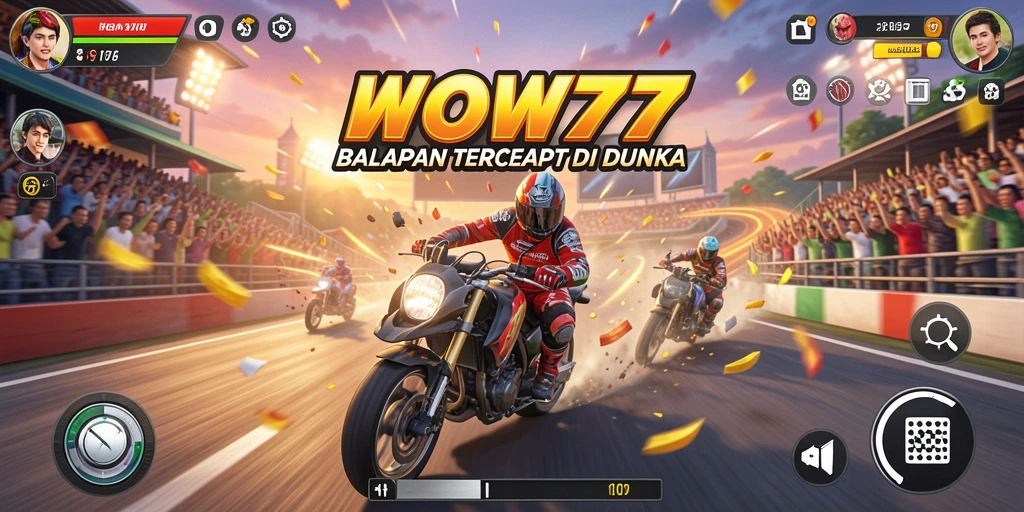 Screenshot WOW77 menunjukkan aksi balapan seru di lintasan.